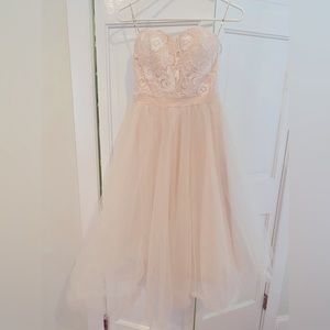 Blush strapless tulle dress